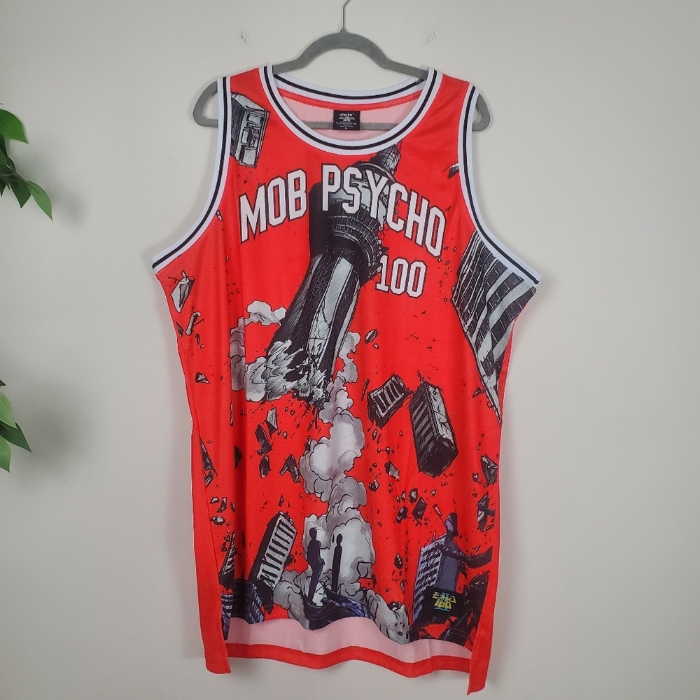 Mob Psycho 100 Atsuko Anime Basketball Jersey Mens XL Red Shogakukan -